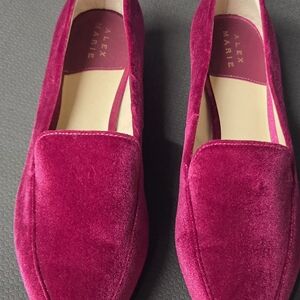 Alex Marie Velvet Loafers in Rich Pink